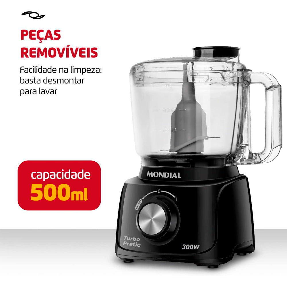 Mini Processador Turbo Pratic Preto 300w MP-16-B Mondial 220v